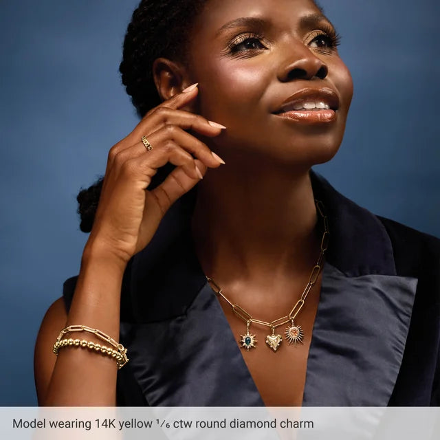 14K Yellow 1/6 CTW Natural Diamond Puffy Heart Charm/Pendant