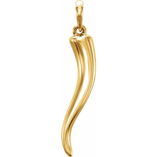 14K Gold Italian Horn Pendant