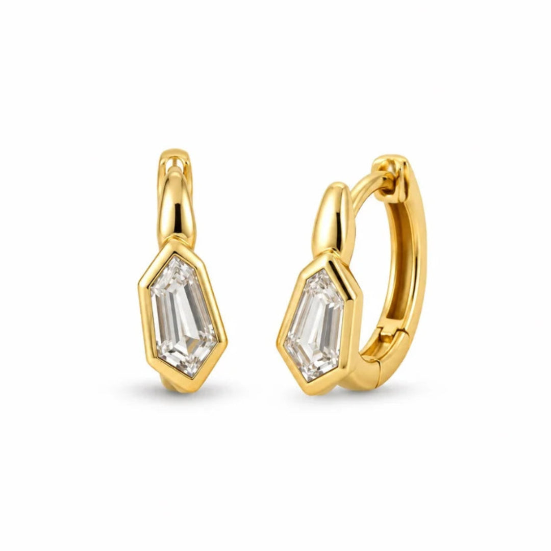 Geo Glow Huggies in 14k Gold Plated | By Sandra Frometa