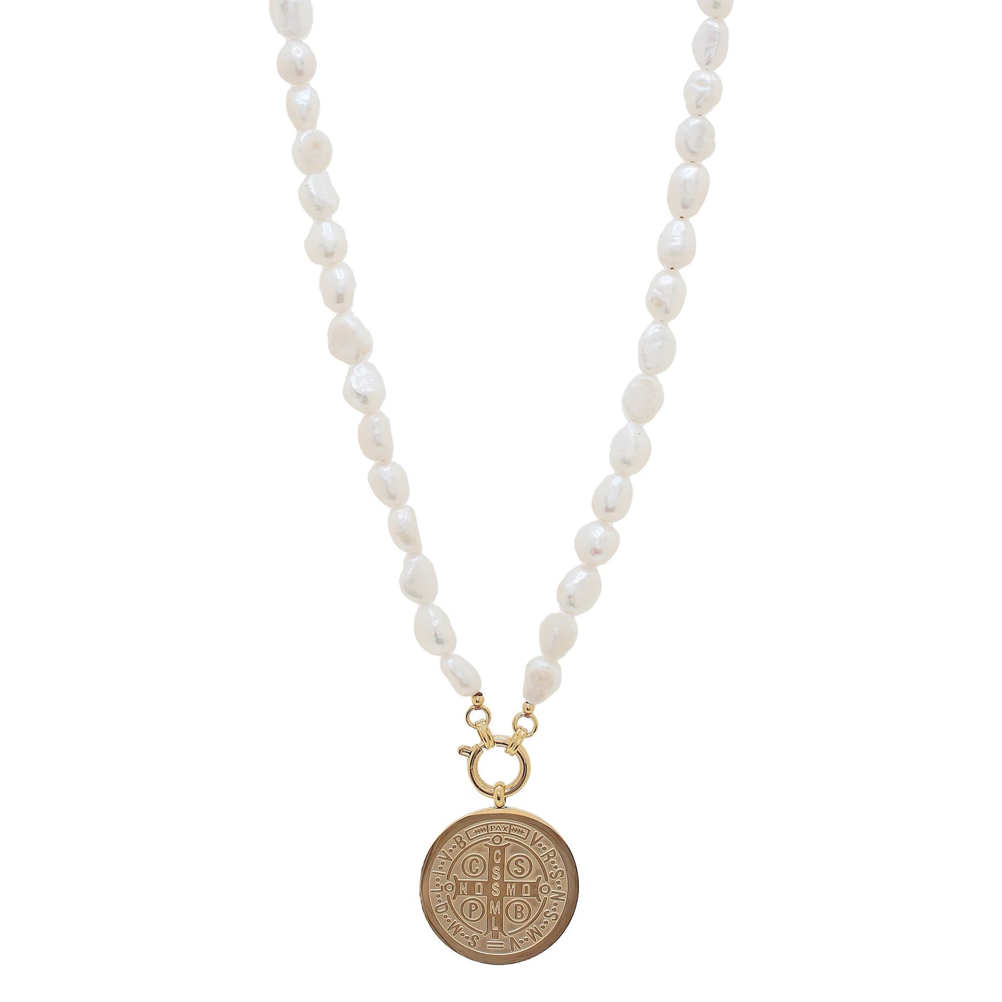 Saint Benedict Pearl Necklace -Large
