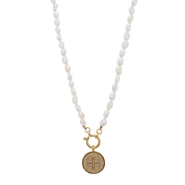 Saint Benedict Pearl Necklace Small