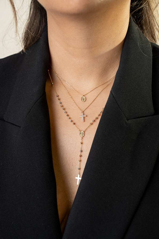 Double Necklace Cross 18k Gold