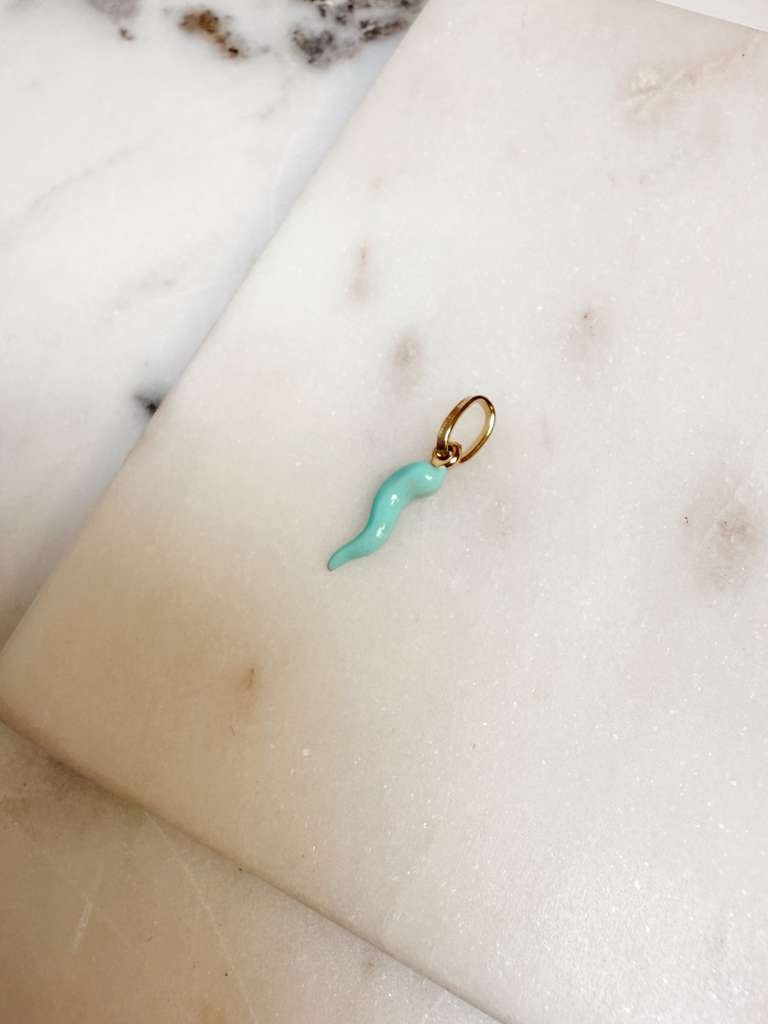 Mini Turquoise Gold Cornicello
