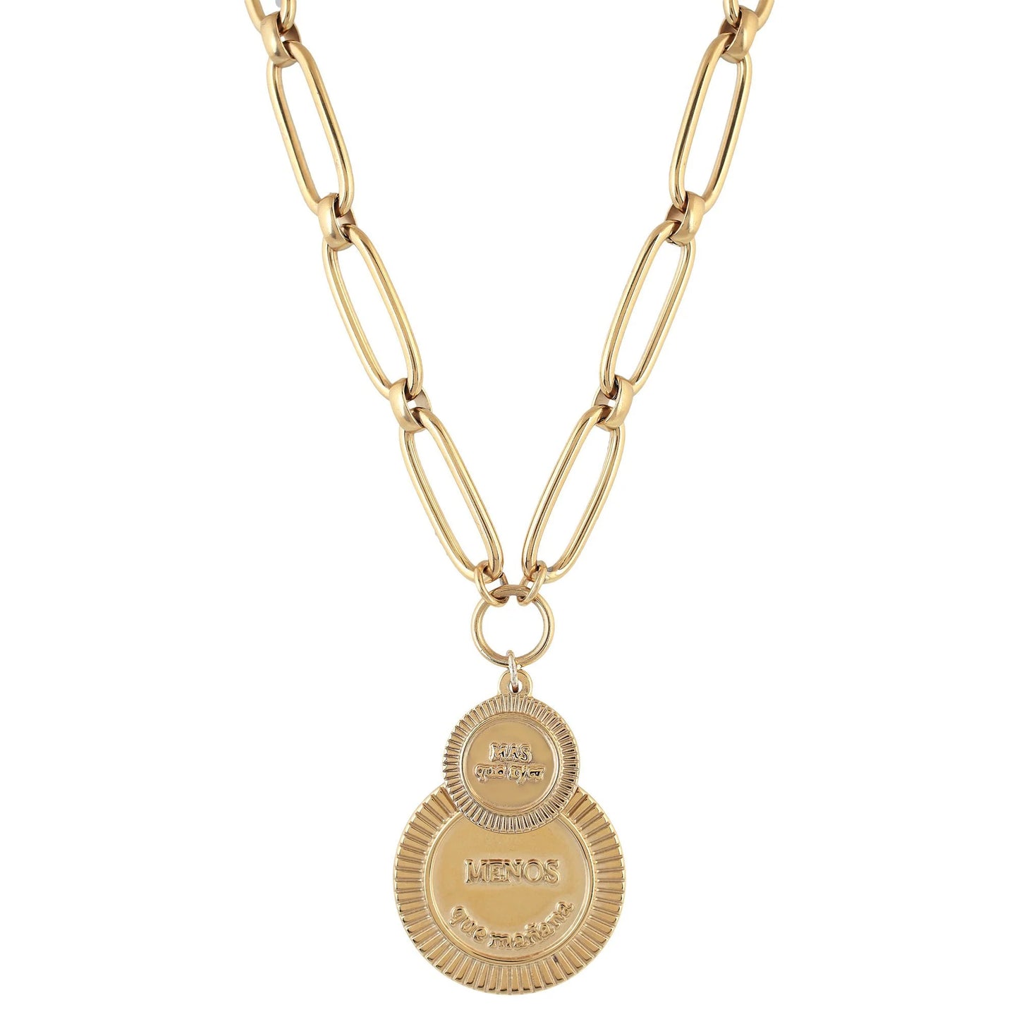 DON'T EVER STOP Double Medal Necklace