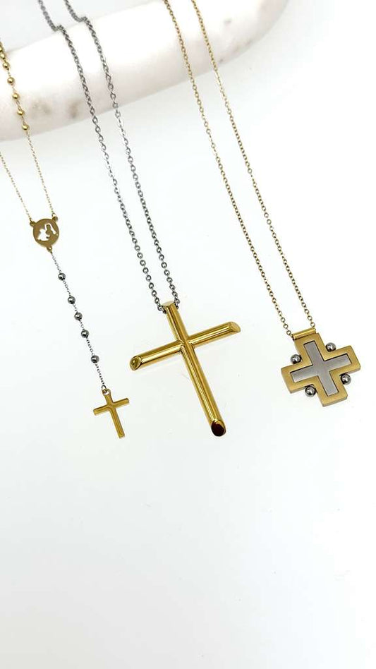 2 Tone Cross Necklace