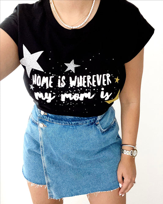 Mom Black T-Shirt Short