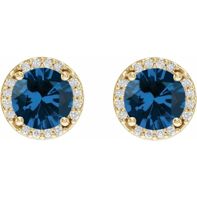 14K Lab-Grown Alexandrite & .05 CTW Natural Diamond Halo-Style Earrings