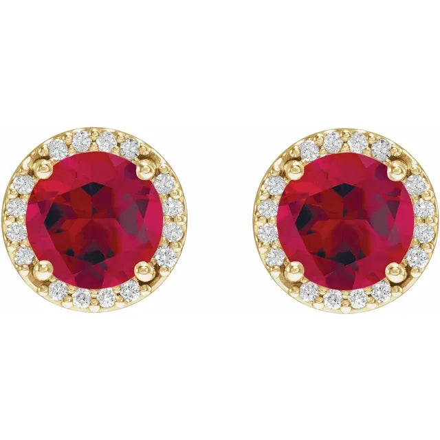 14K Lab-Grown Alexandrite & .05 CTW Natural Diamond Halo-Style Earrings