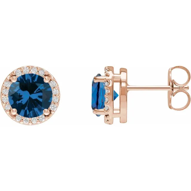 14K Lab-Grown Alexandrite & .05 CTW Natural Diamond Halo-Style Earrings