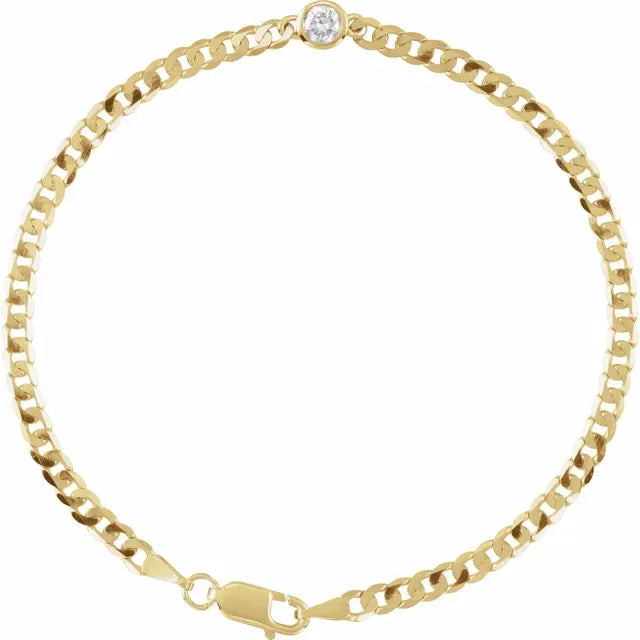 14K Yellow 1/5 CT Natural Diamond Link 7" Bracelet
