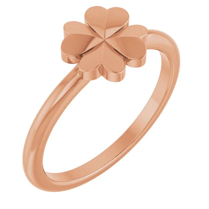 14K Four-Leaf Clover Stackable Ring