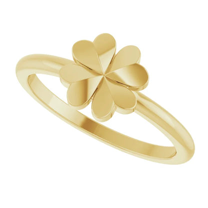 14K Four-Leaf Clover Stackable Ring