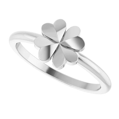 14K Four-Leaf Clover Stackable Ring