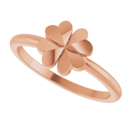 14K Four-Leaf Clover Stackable Ring