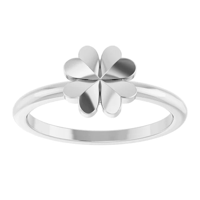 14K Four-Leaf Clover Stackable Ring