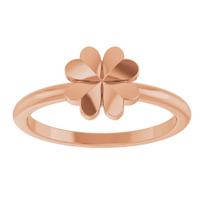 14K Four-Leaf Clover Stackable Ring