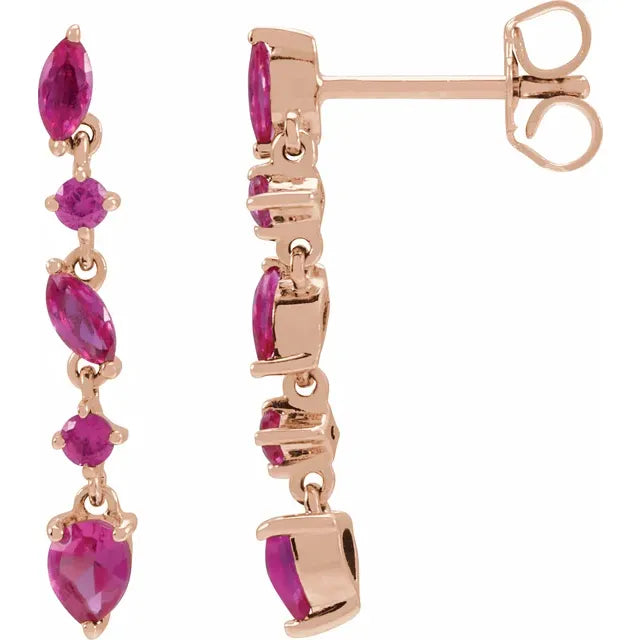 14K Natural Ruby Earrings