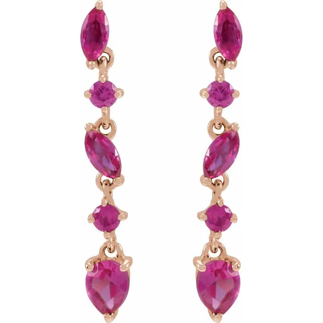 14K Natural Ruby Earrings