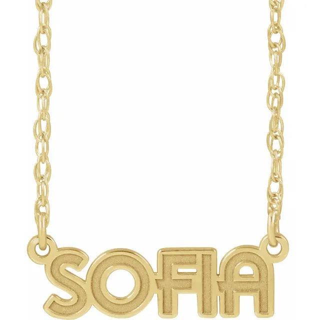 14K Yellow Block Letter Nameplate 16-18" Necklace