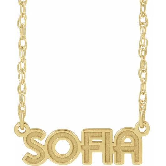 14K Yellow Block Letter Nameplate 16-18" Necklace