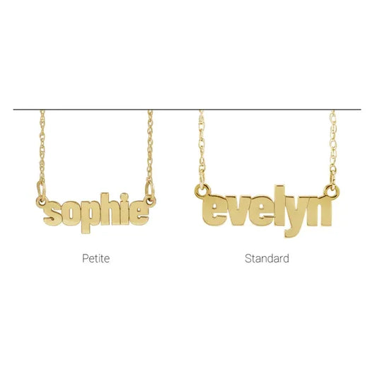 14K Yellow Block Nameplate Necklace