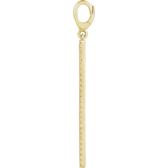 14K Yellow Engravable 1/3 CTW Natural Diamond Bar Charm/Pendant