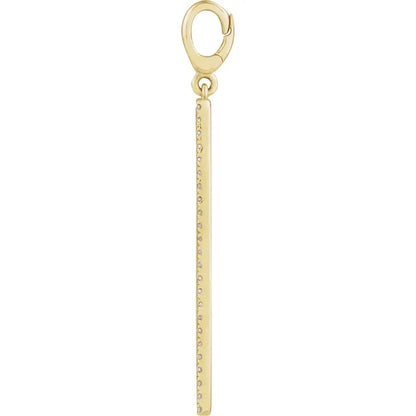 14K Yellow Engravable 1/3 CTW Natural Diamond Bar Charm/Pendant