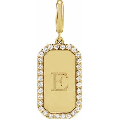 14K Yellow Engravable 1/6 CTW Natural Diamond Dog Tag Charm/Pendant