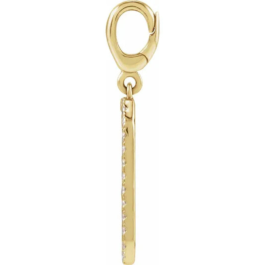 14K Yellow Engravable 1/6 CTW Natural Diamond Dog Tag Charm/Pendant