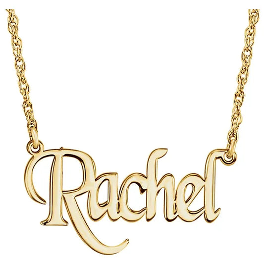 14K Yellow Block Single Name Necklace