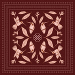 Load image into Gallery viewer, Burgundy Hummingbird Silk Scarf
