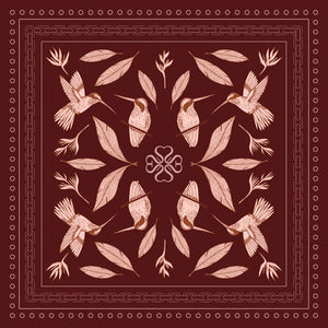 Burgundy Hummingbird Silk Scarf