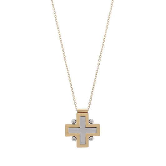 2 Tone Cross Necklace