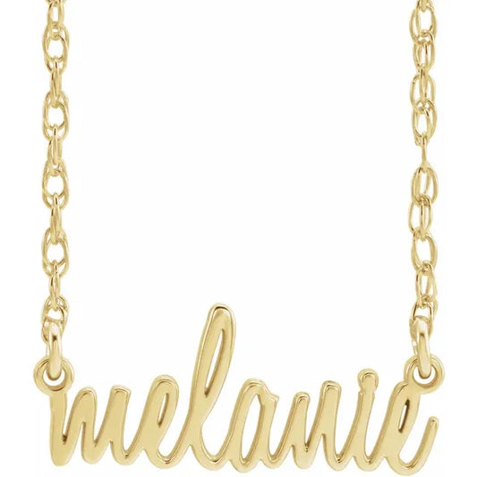 14K Yellow Script Nameplate Necklace
