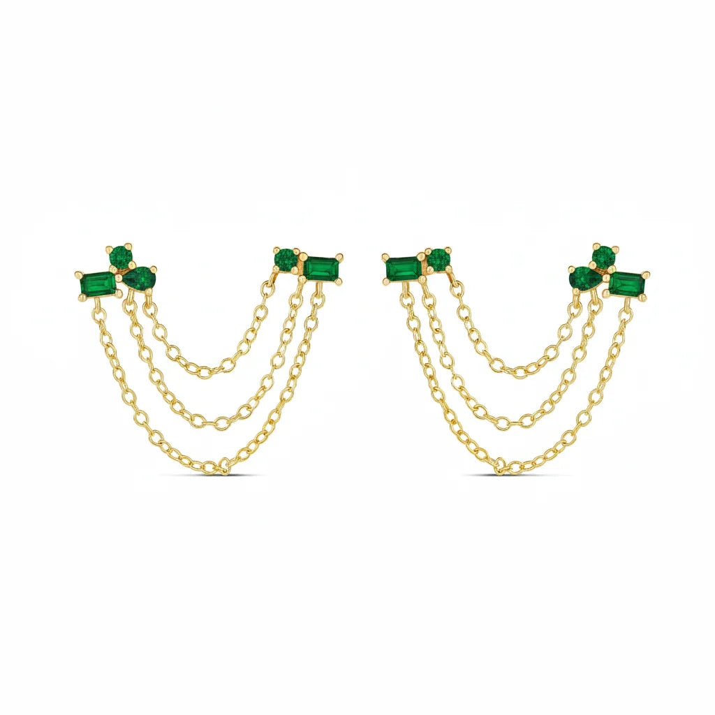 Diamond Drape Double Studs | By Sandra Frometa 