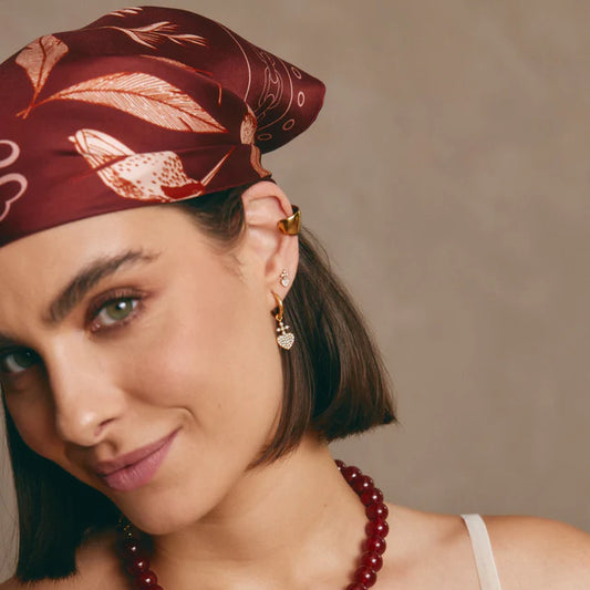 Burgundy Hummingbird Silk Scarf