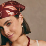 Load image into Gallery viewer, Burgundy Hummingbird Silk Scarf
