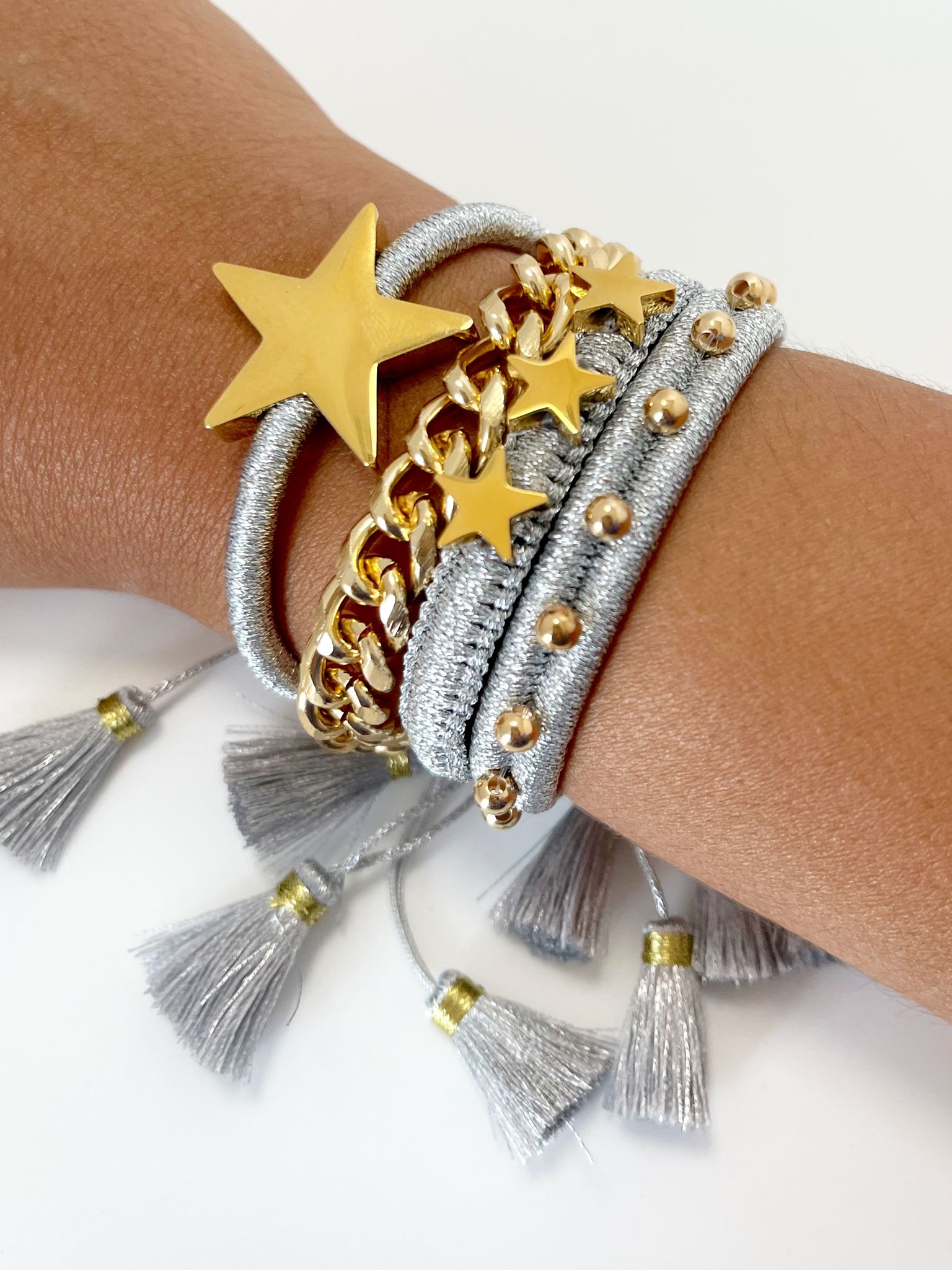 Silver Star Bracelet Set