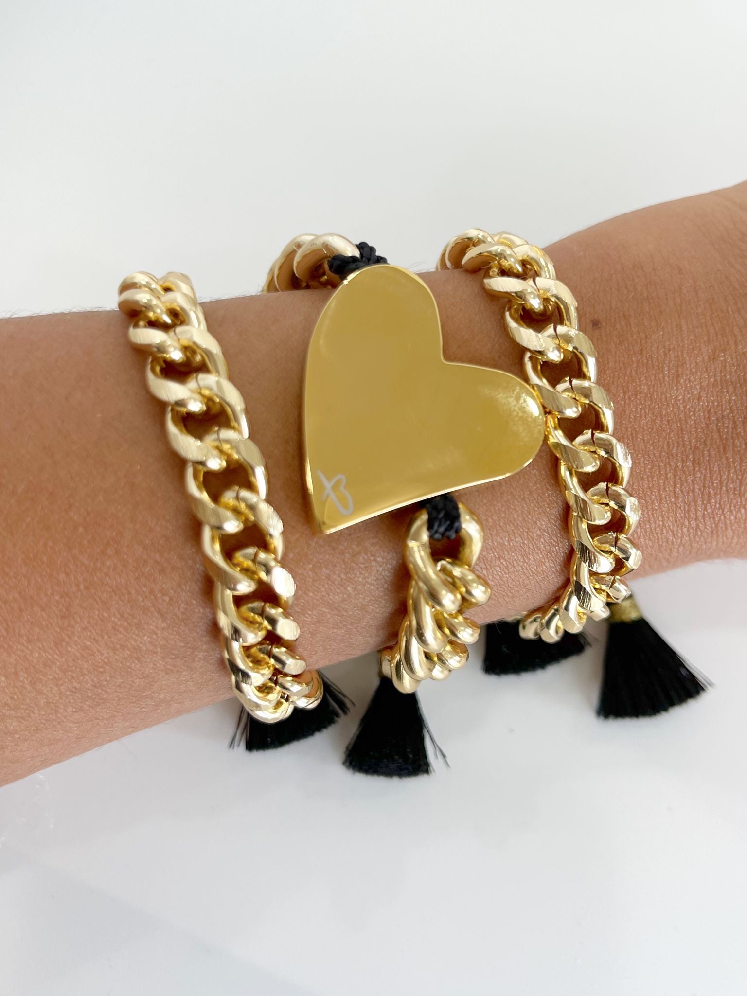 Chain heart bracelet set