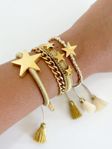 Beige and gold stars bracelet set