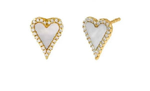 White mini heart earrings