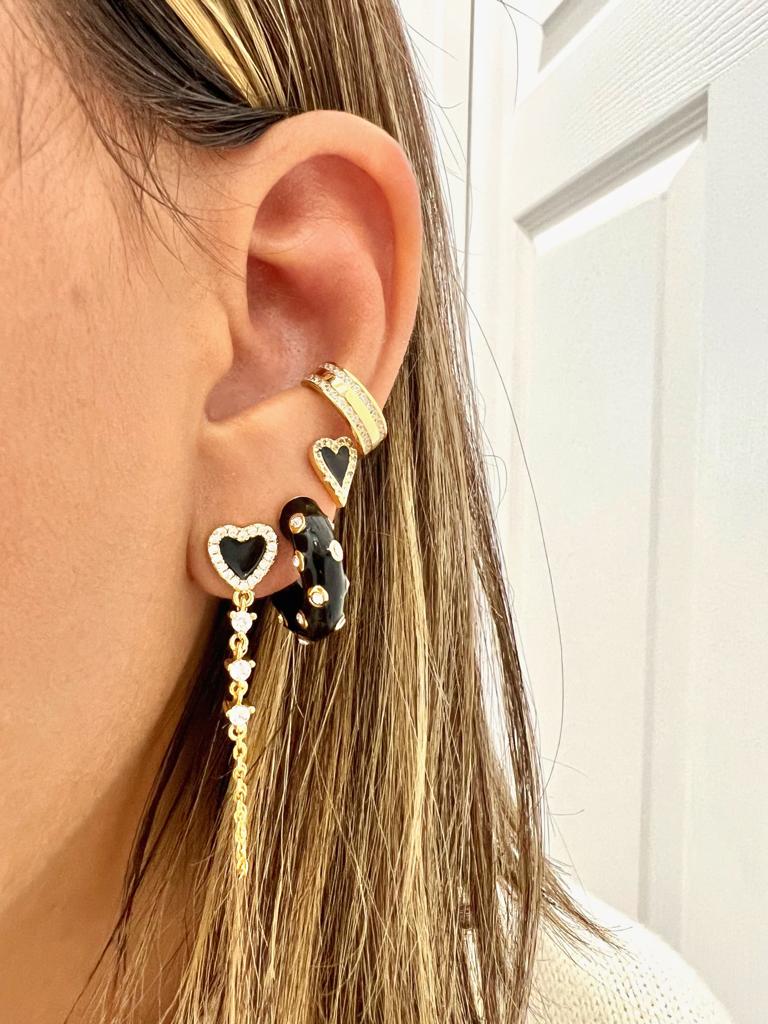Black Heart Earrings Set