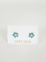 Load image into Gallery viewer, Turquoise flower baby earrings
