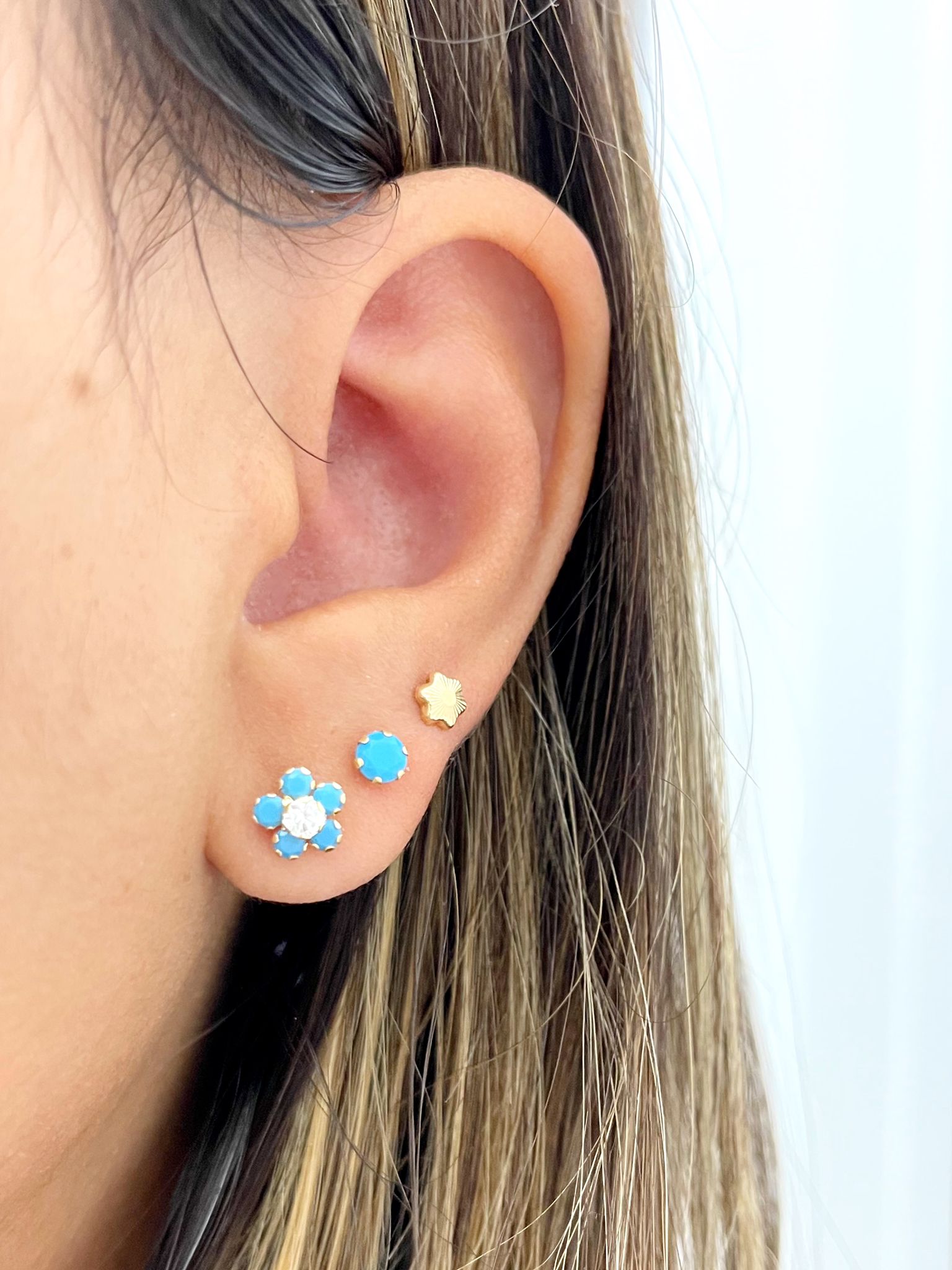 Turquoise flower baby earrings