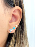 Load image into Gallery viewer, Turquoise flower baby earrings
