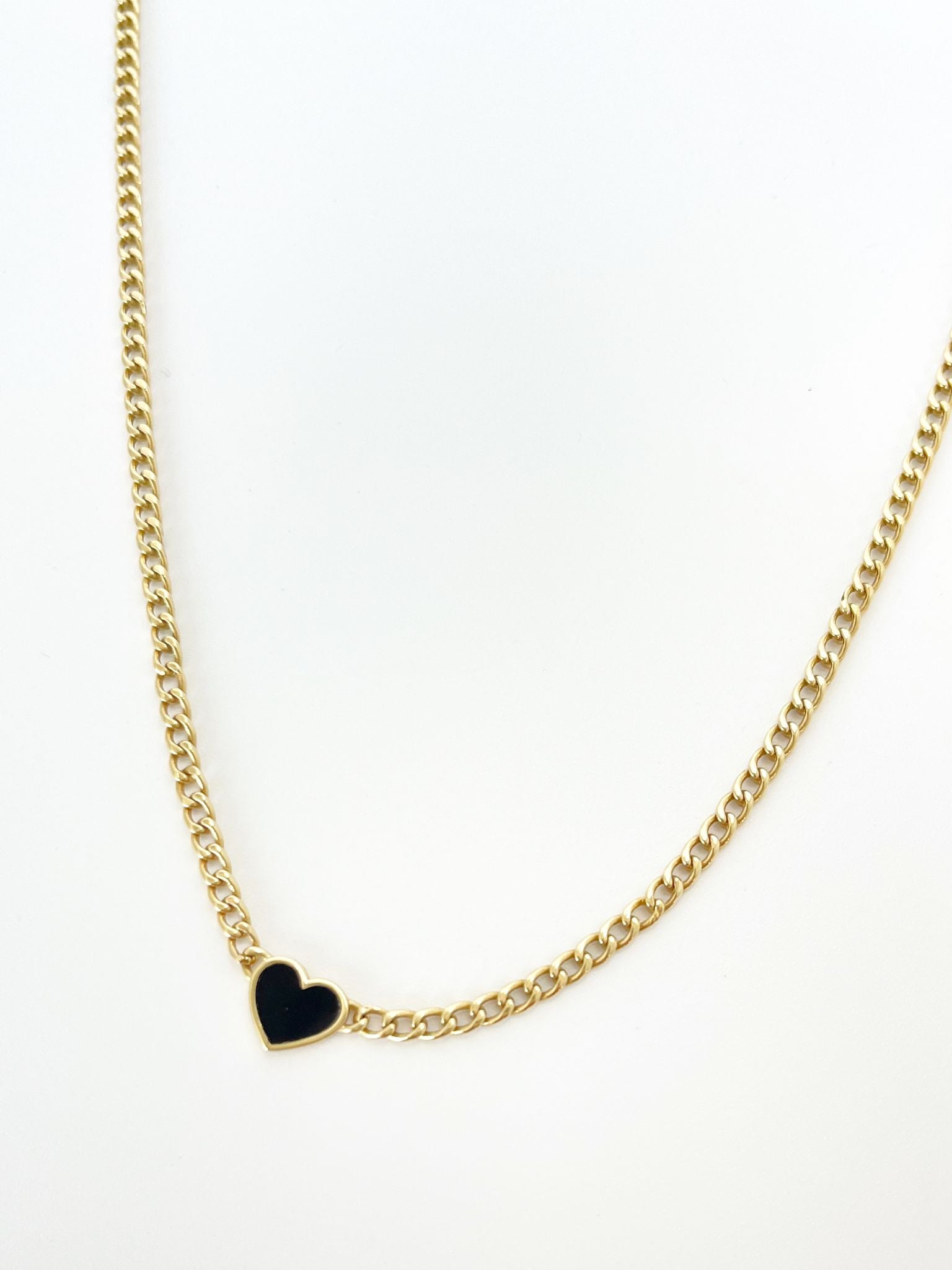 Black heart gold necklace