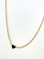 Load image into Gallery viewer, Black heart gold necklace
