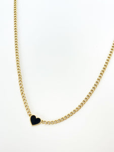 Black heart gold necklace