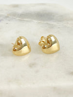 Load image into Gallery viewer, Large heart  gold earrings
