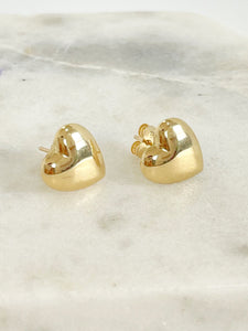 Large heart  gold earrings